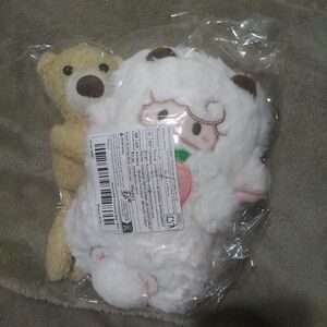Cute White Sheep and Tan Plush Bear Toy Set Purse